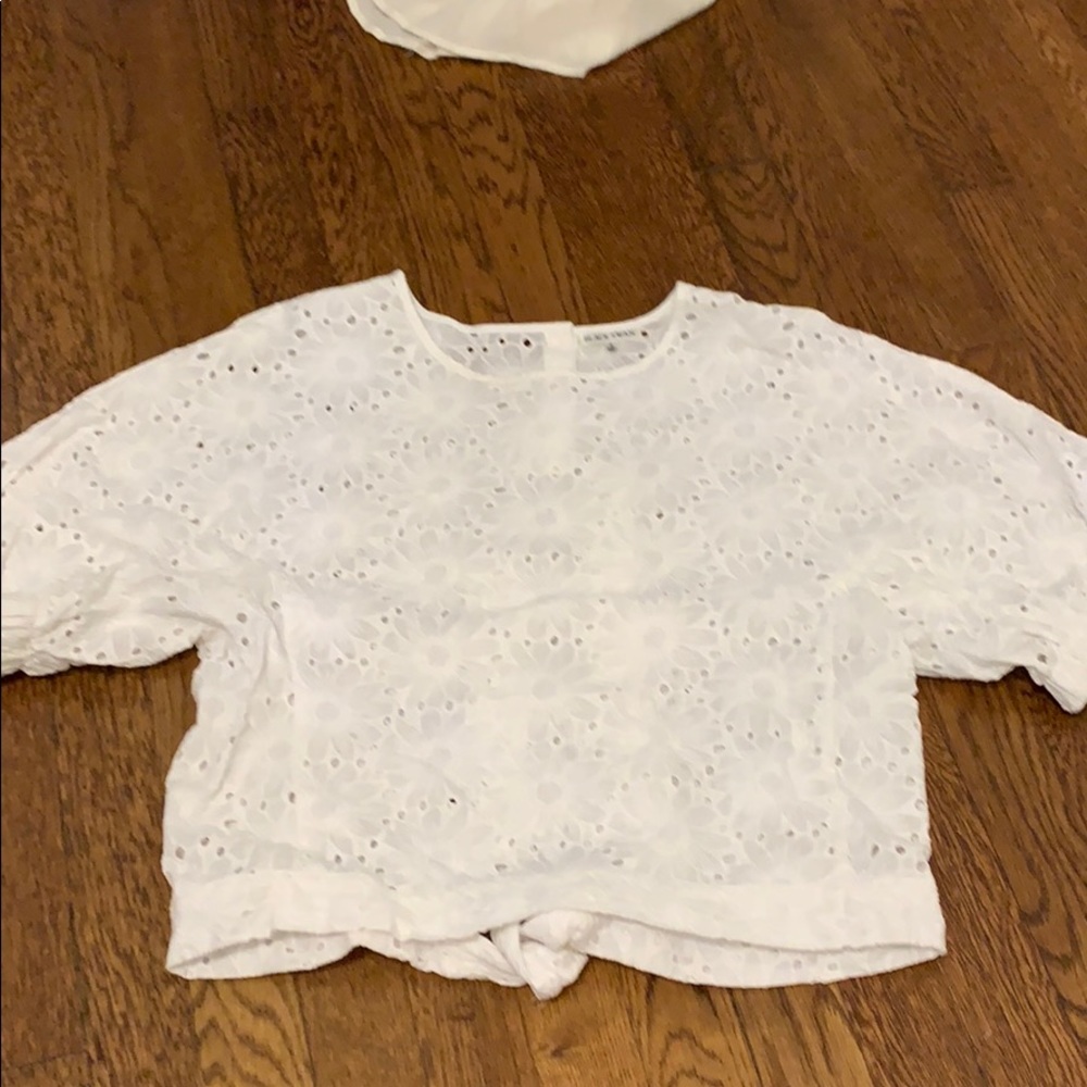 White eyelet top